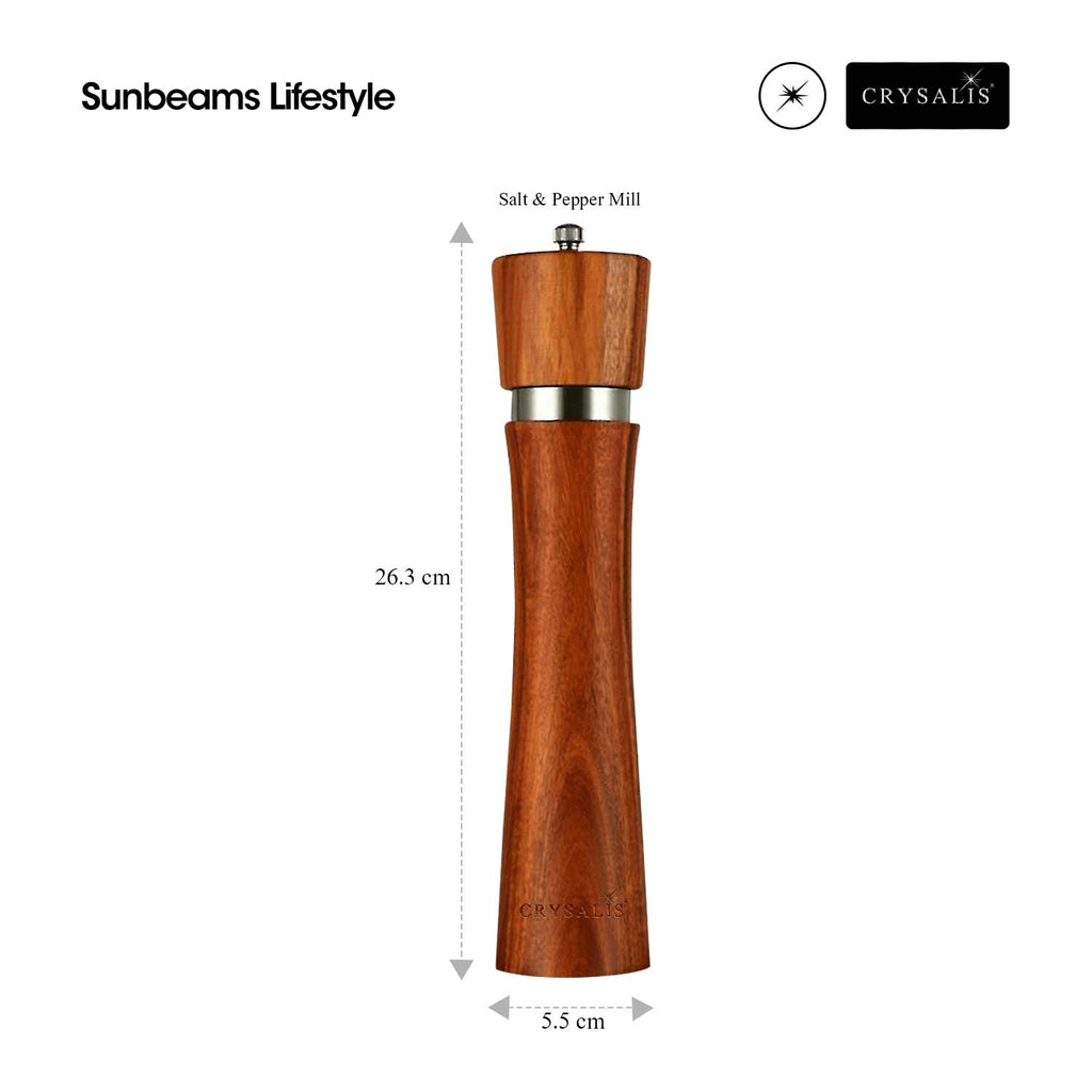CRYSALIS Salt & Pepper Mill Manual Grinder Spice Container Seasoning Bottle Spice Storage Shaker Acacia Wood