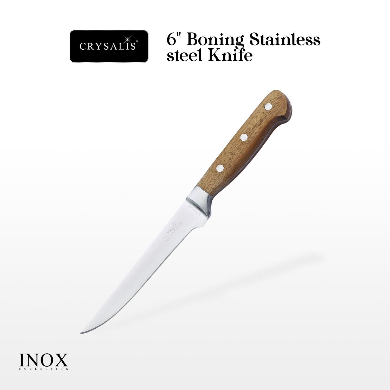 Crysalis Inox Collection Acacia Wood Stainless Steel Knives and Knife Block