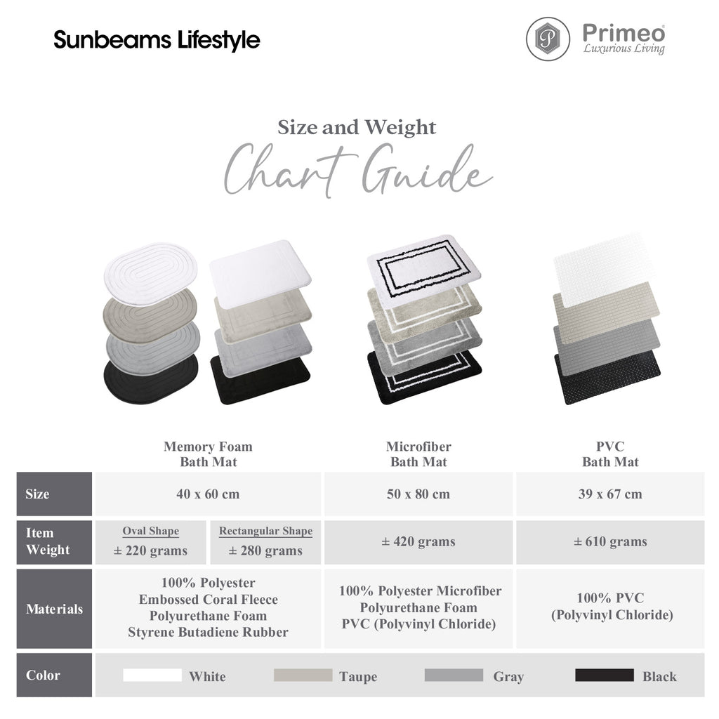 PRIMEO Oval Memory Foam Mat 40×60cm Luxury Bath Mat • Non-Slip Backing • Soft Coral Fleece Surface