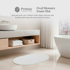 PRIMEO Oval Memory Foam Mat 40×60cm Luxury Bath Mat • Non-Slip Backing • Soft Coral Fleece Surface