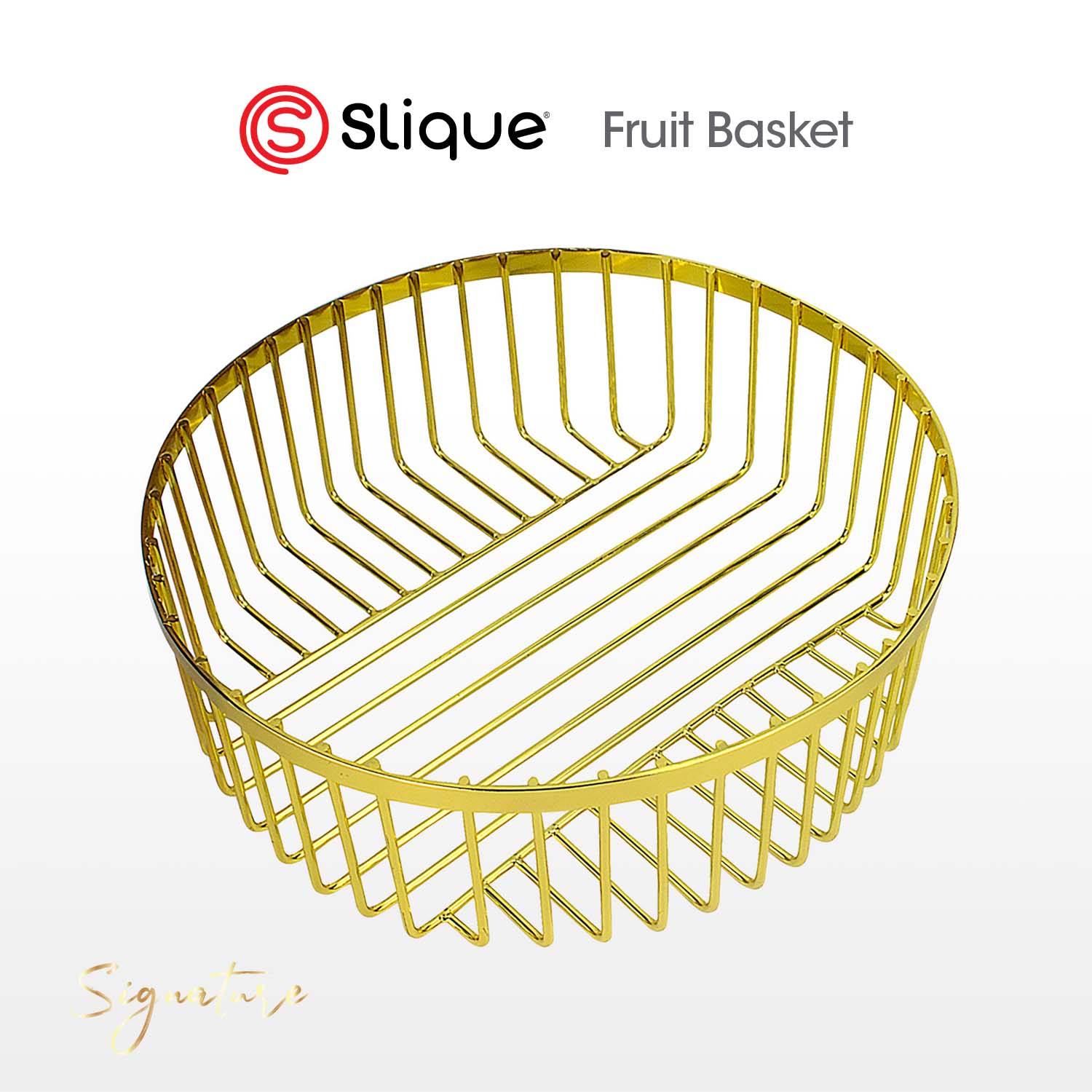 SIGNATURE by Slique Premium Kitchen Rack Metal Trivet | Napkin Holder | Fruit Basket | Utensil Holder | Tissue Roll Holder | Mug Rack | Pastry Stand - Gold Electroplate