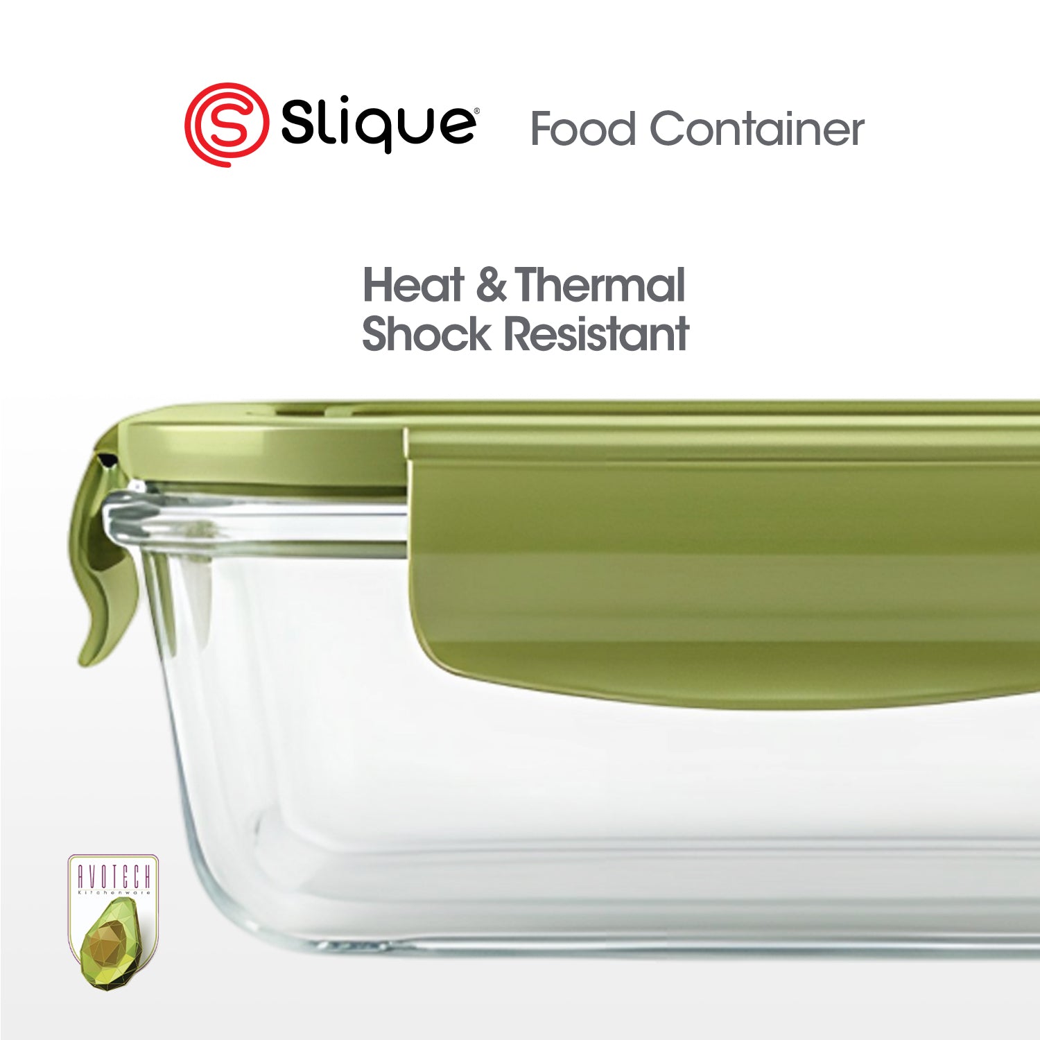 Slique Avotech Glass Food Storage Container Lunch Box with Airtight Lid
