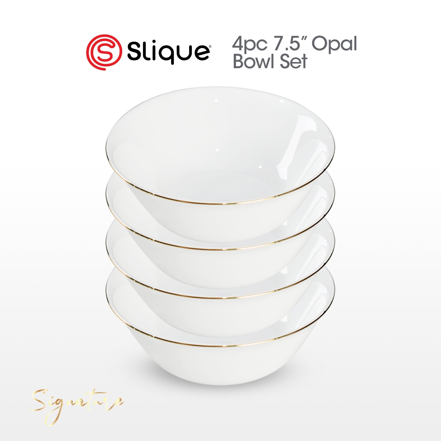 Signature by SLIQUE Opal Dinnerware sets | dinner plate | dessert plate | deep plate | dinner bowl - Extra Strong | Chip resistant | Outsanding whiteness