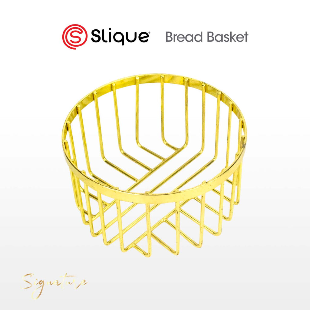 SIGNATURE by Slique Premium Kitchen Rack Metal Trivet | Napkin Holder | Fruit Basket | Utensil Holder | Tissue Roll Holder | Mug Rack | Pastry Stand - Gold Electroplate
