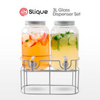 SLIQUE Glass Dispenser 3L Soda lime Metal Dual Rack