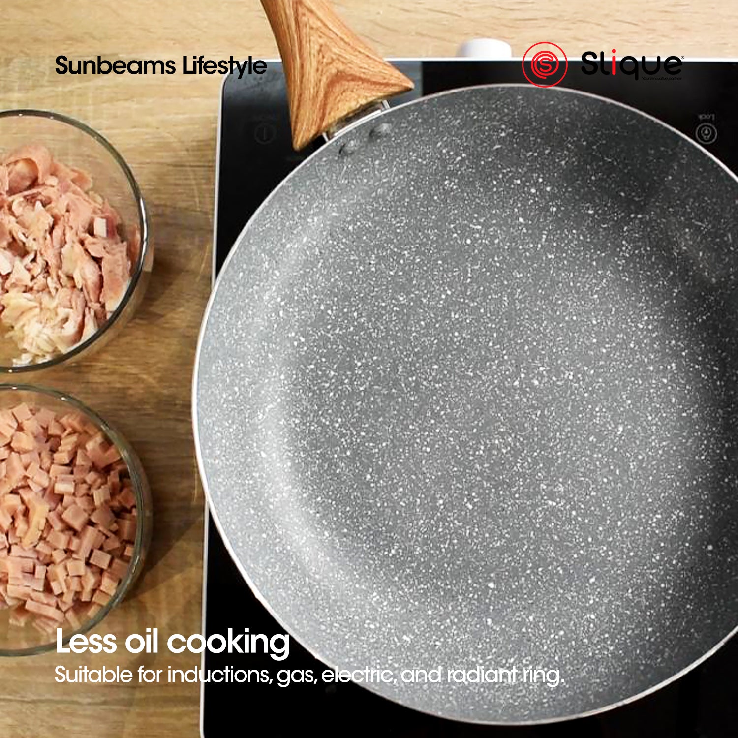 SLIQUE Avotech Marble Non-Stick Cookware – Fry Pan, Saucepan & Dutch Oven (16–28cm) | Induction Base | Scratch-Resistant Coating