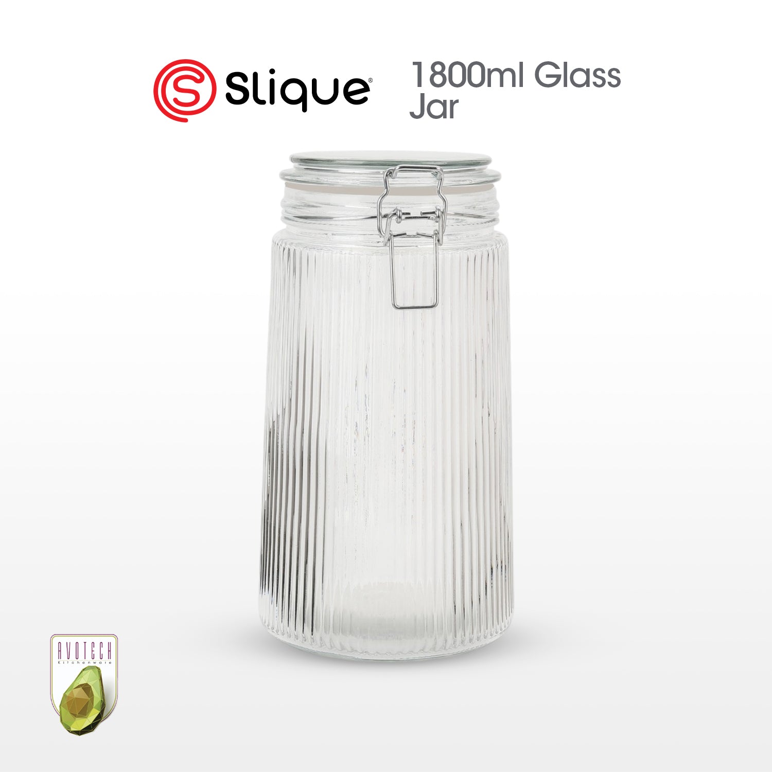 Slique Avotech Glass Jar Airtight Food Storage Container with Clip Lock Lid