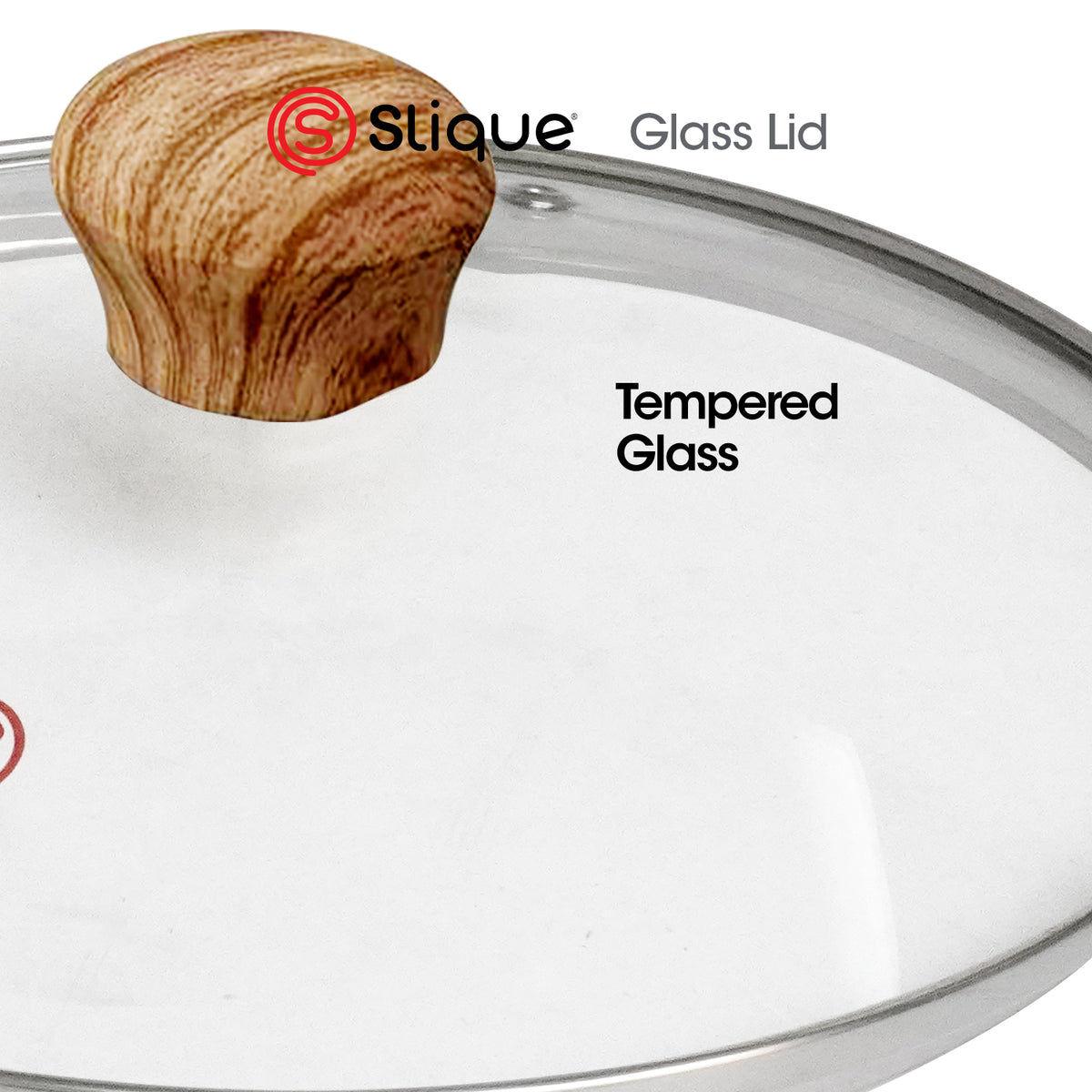 Slique Tempered Glass Lid for Frying Pan Wok Pot Saucepan 20cm 24cm 28cm Cookware Replacement Cover