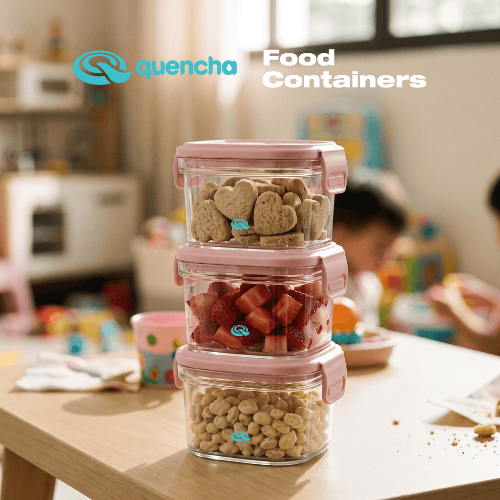 Quencha Kids Food Storage Container Set BPA Free Leak Proof Stackable Lunch Box Food Keeper
