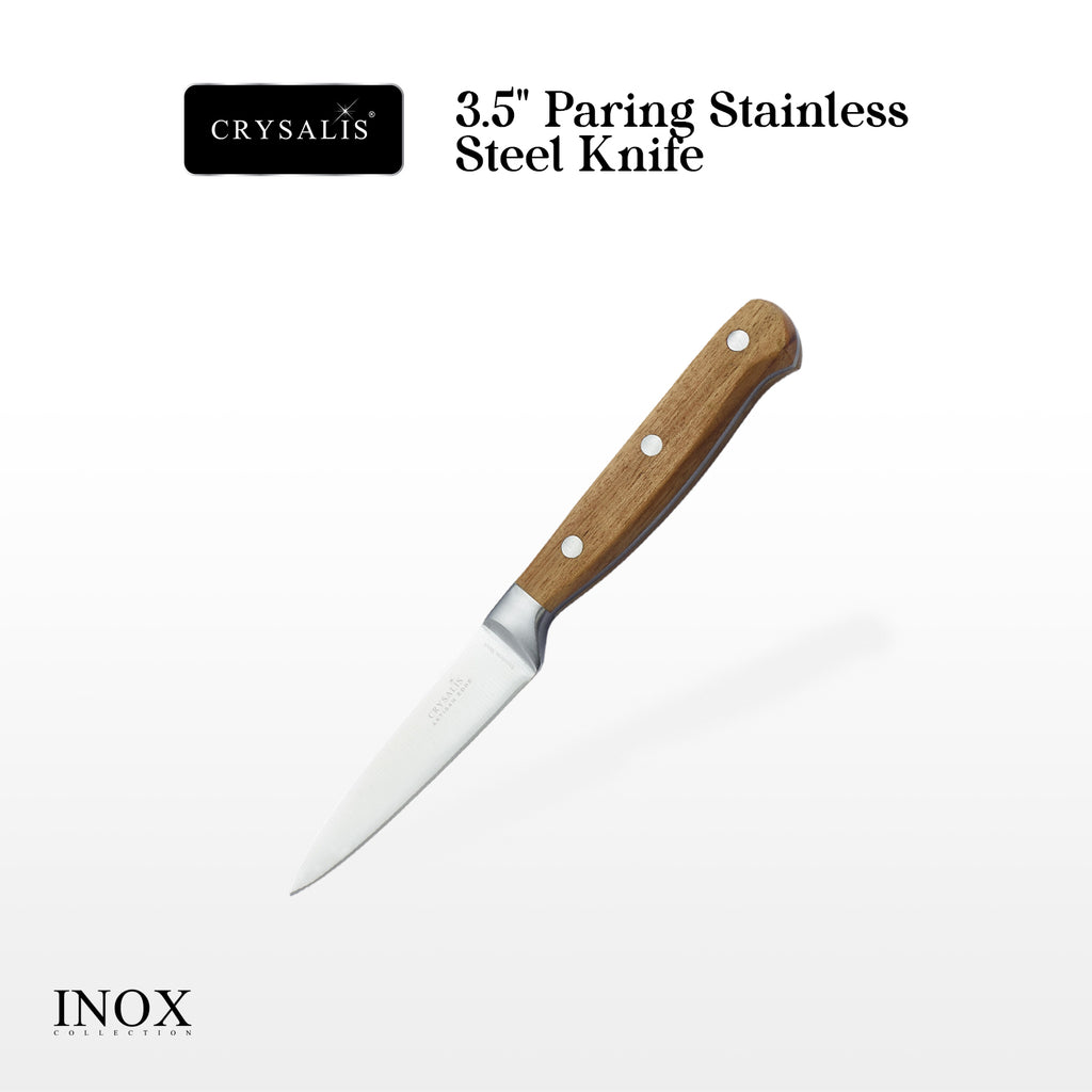 Crysalis Inox Collection Acacia Wood Stainless Steel Knives and Knife Block