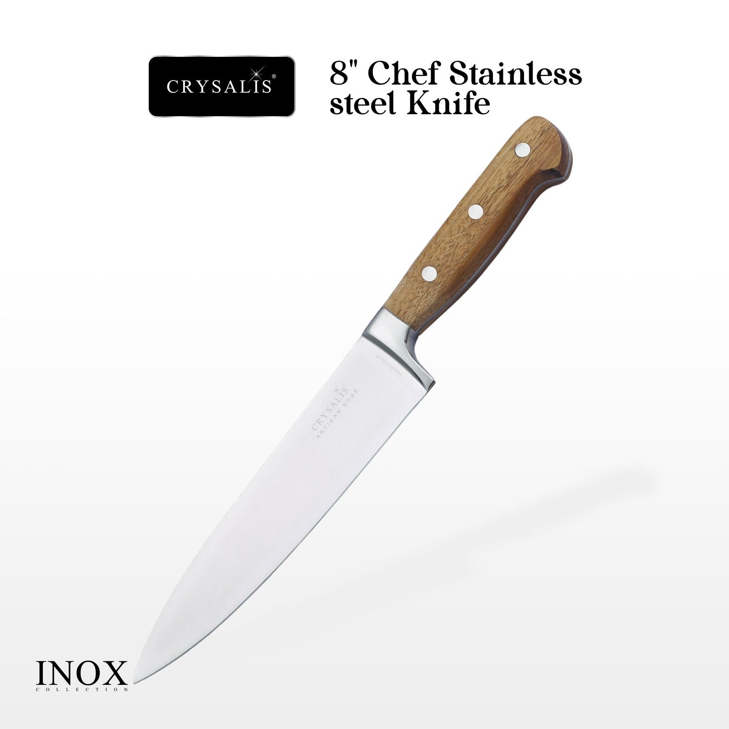 Crysalis Inox Collection Acacia Wood Stainless Steel Knives and Knife Block