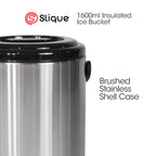 SLIQUE Premium Insulated Ice Bucket w/ Tong 2200ml (Silver)