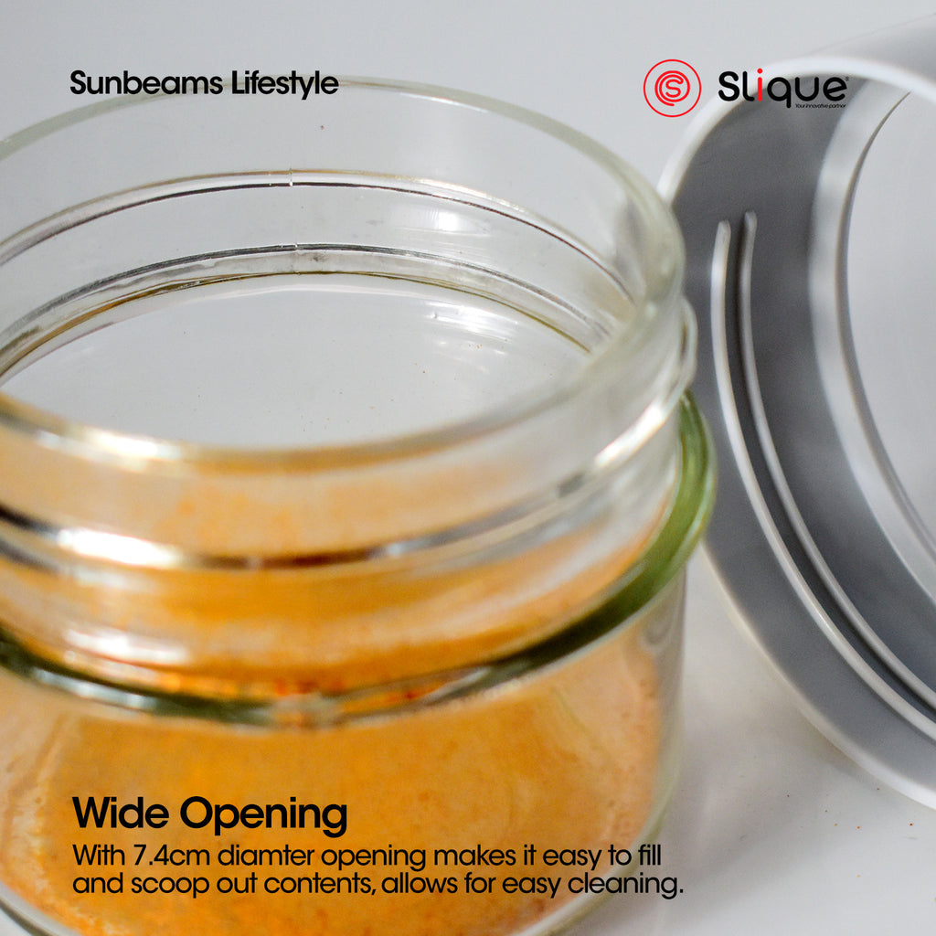 SLIQUE Premium Sodium Glass Condiment Jar Set, Condiments Organizer Bottle 3pcs Jar Set 280ml