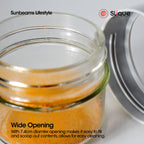 SLIQUE Premium Sodium Glass Condiment Jar Set, Condiments Organizer Bottle 3pcs Jar Set 280ml