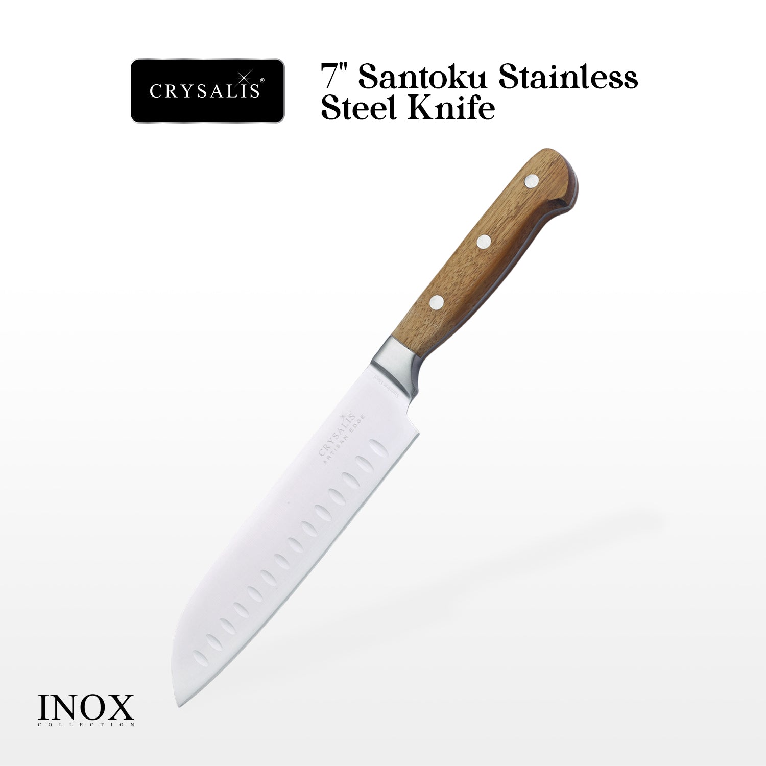 Crysalis Inox Collection Acacia Wood Stainless Steel Knives and Knife Block