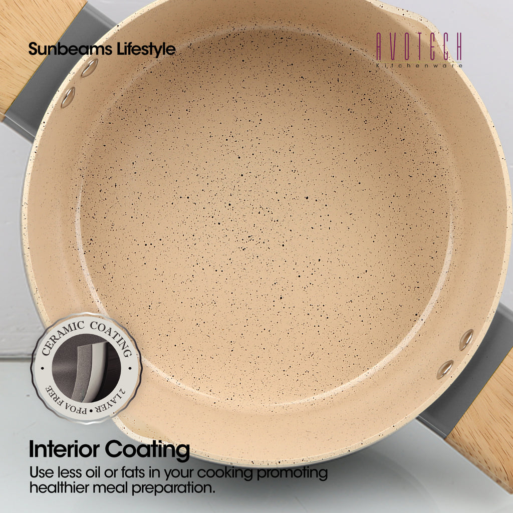 Slique AvoTech Ceramic Cookware Set Heavy-Duty Non-Stick Frypan Wok Dutch Oven  PFOA-Free Induction