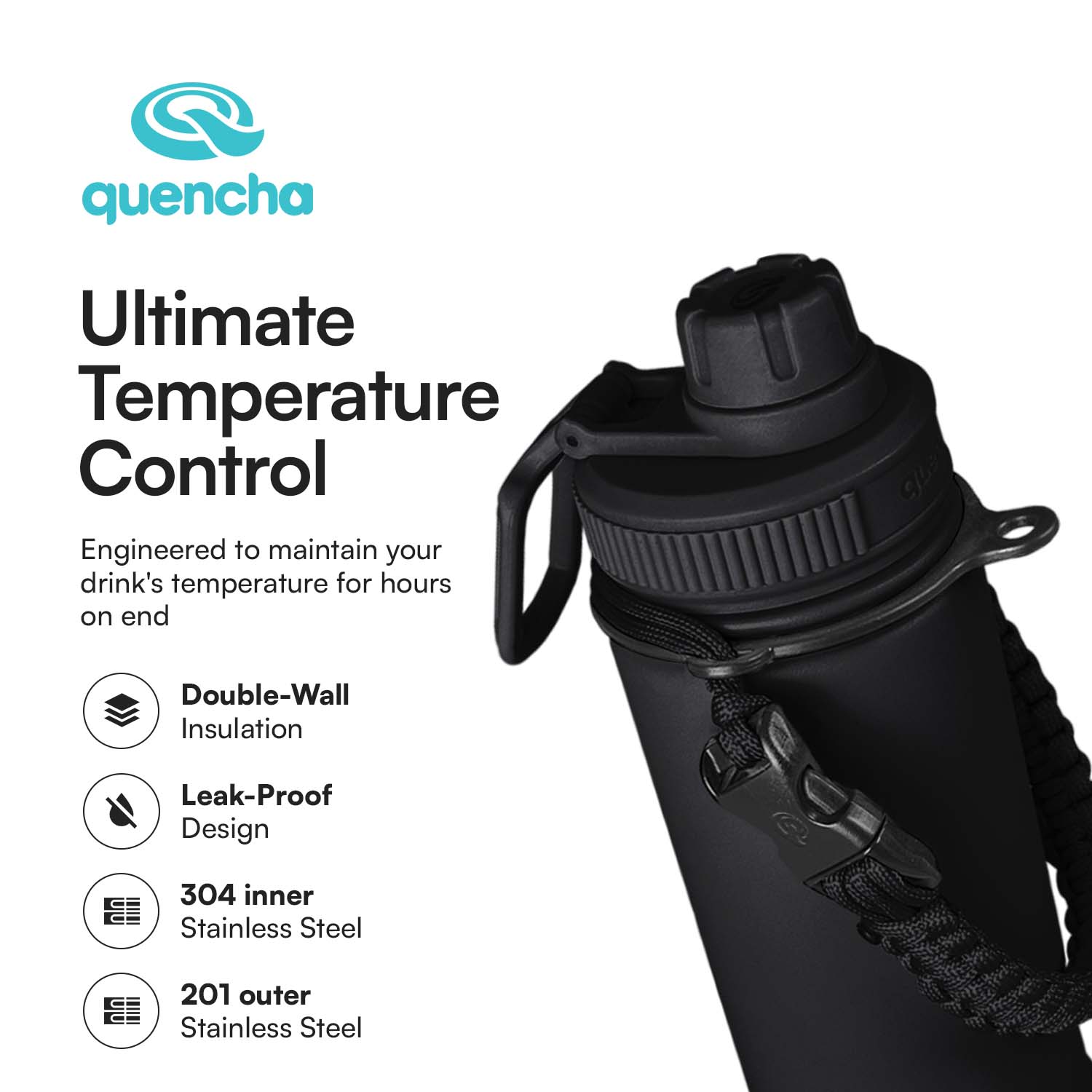 Quencha 18oz. & 37oz. Insulated Tumbler + Portable Fan with Flashlight – Perfect for Travel, Commute & Outdoors