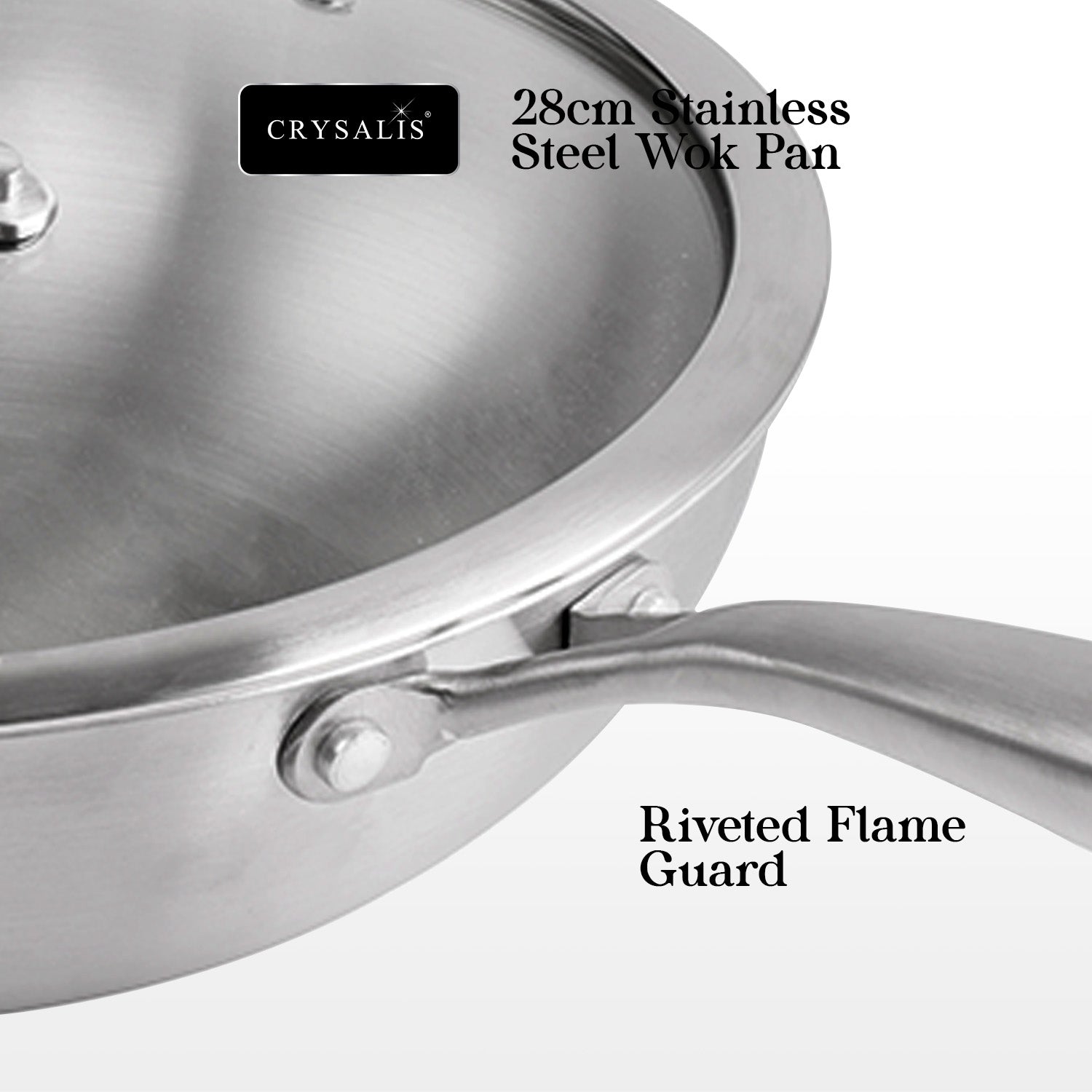 Crysalis Inox Tri-Ply Stainless Steel Fry Pan Sauce Pan Dutch Oven Induction Compatible Heavy Duty Professional Cookware