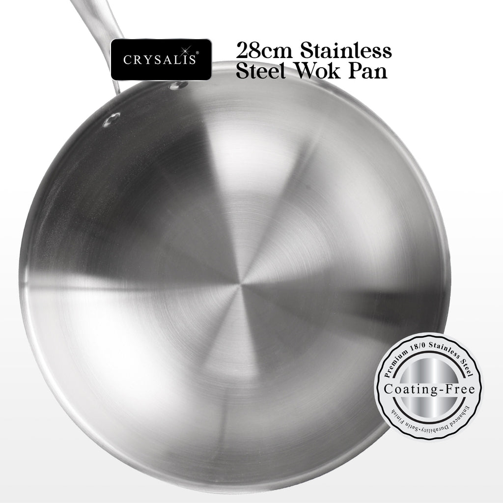 Crysalis Inox Tri-Ply Stainless Steel Fry Pan Sauce Pan Dutch Oven Induction Compatible Heavy Duty Professional Cookware