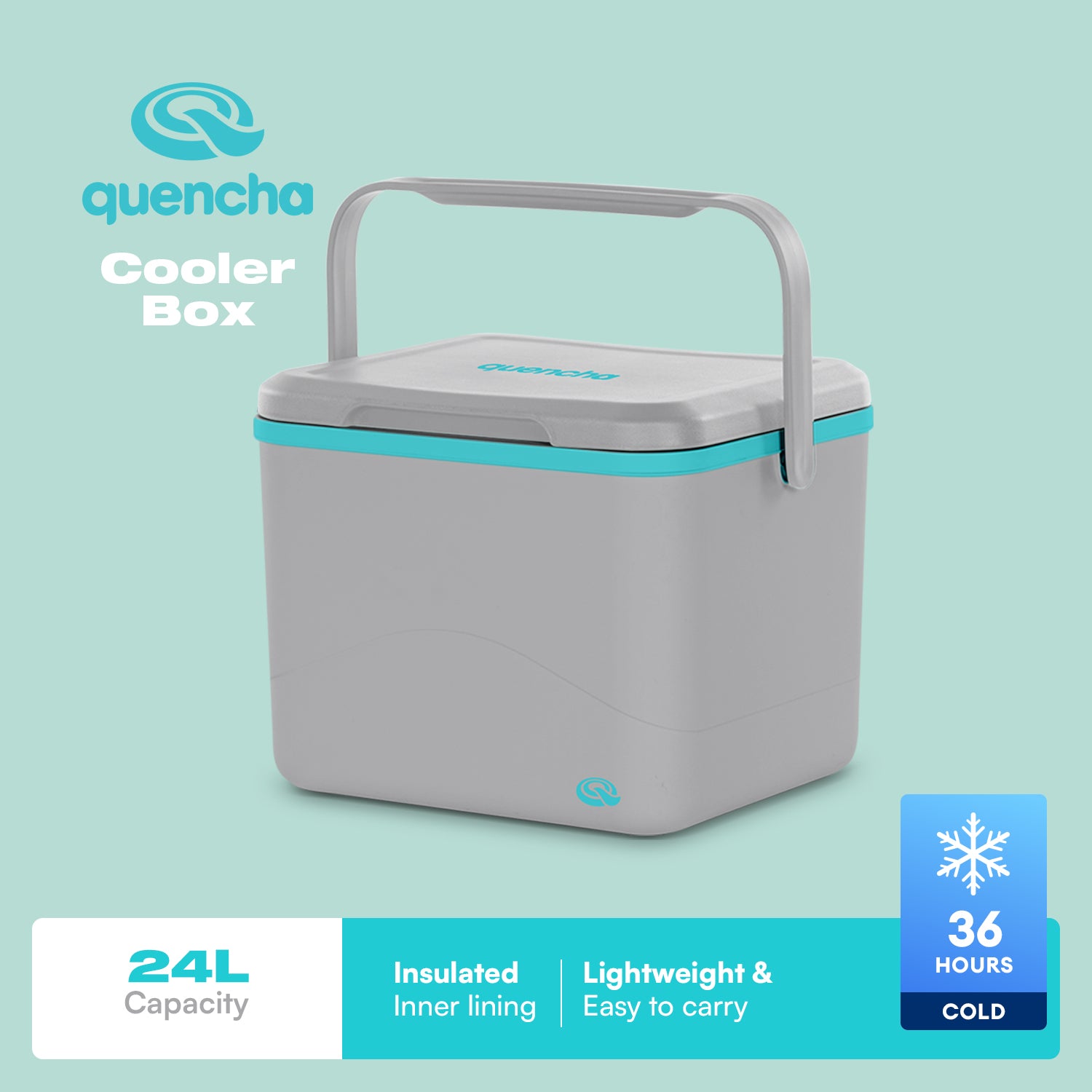 Quencha Insulated Cooler Box 12L & 24L Portable Ice Cooler for Picnic Camping Travel