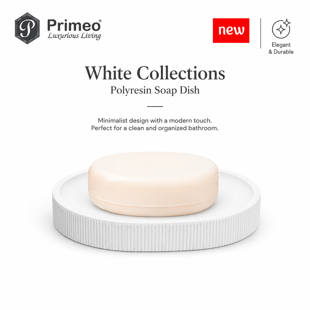 PRIMEO Bathroom Accessories Polyresin Bathroom Set Soap Dish Tumbler Soap Dispenser Toilet Brush Holder