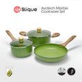 SLIQUE Avotech Marble Non-Stick Cookware Set – Fry Pan, Saucepan & Dutch Oven Induction Base | Scratch-Resistant Coating