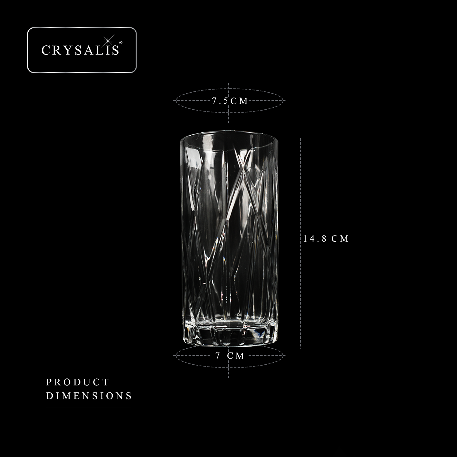 CRYSALIS Royalty Highball Glass 4pcs Set 390ml | 14oz