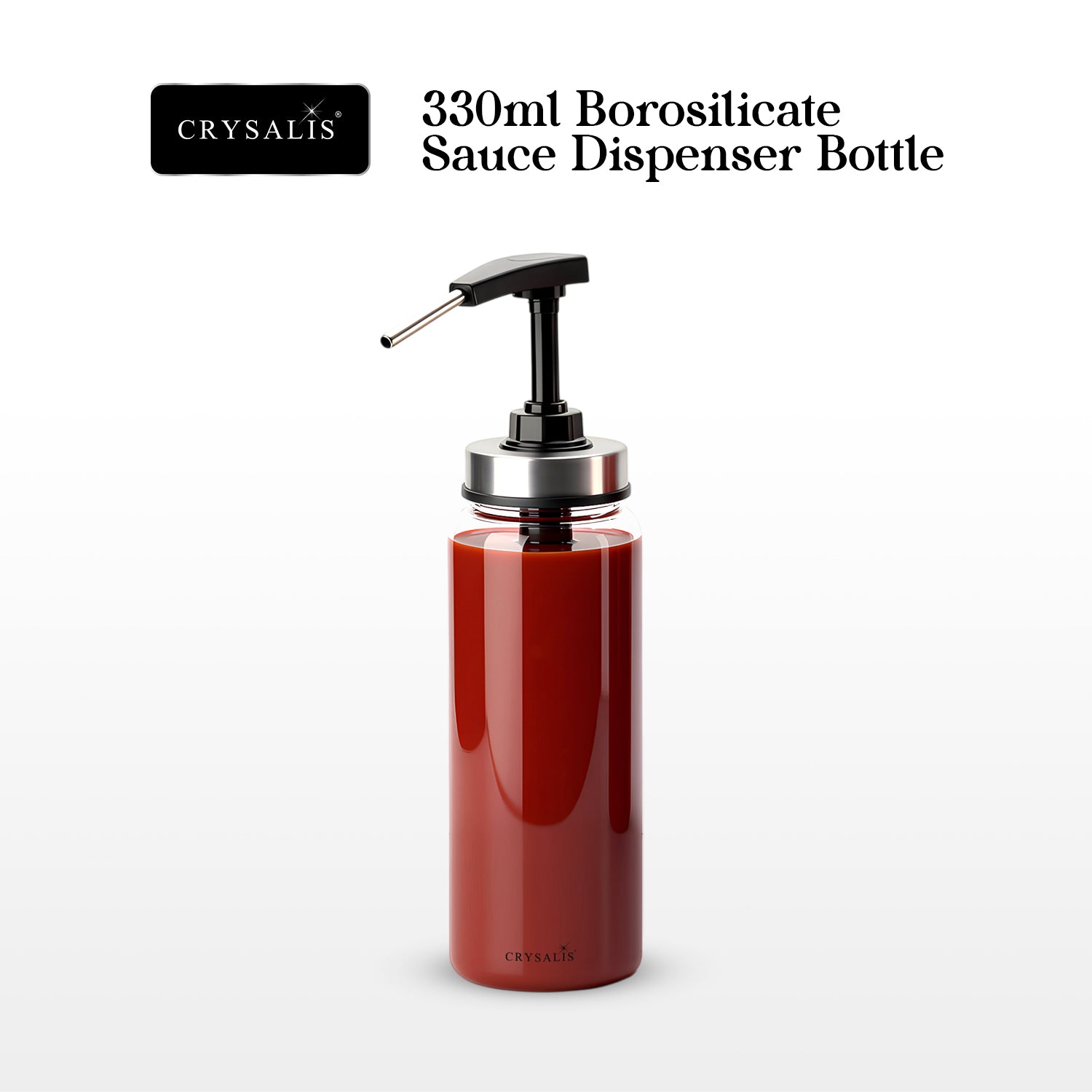 CRYSALIS Borosilicate Condiments Bottle (Sauce Dispenser, Oil & Vinegar) with Premium Durable Features