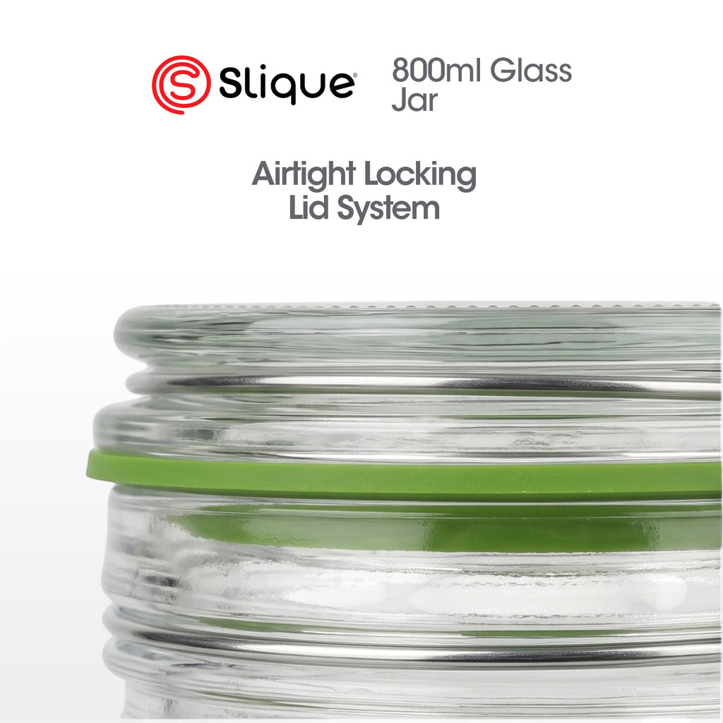 Slique Avotech Glass Jar Airtight Food Storage Container with Clip Lock Lid