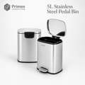 PRIMEO Stainless Steel Pedal Bin Soft Close Trash Bin Garbage Waste Bin with Removable Inner Bucket