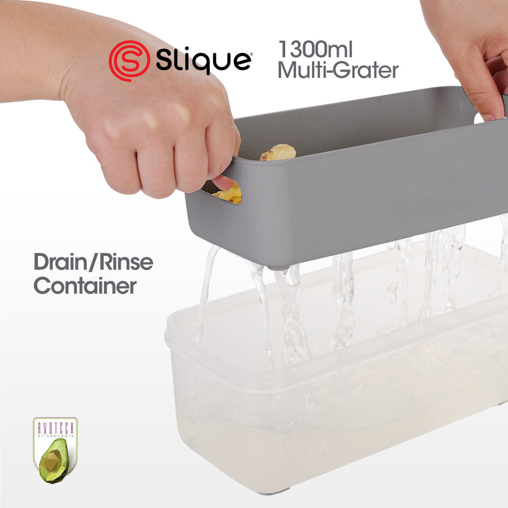 Slique AvoTech 5-in-1 Multi Grater & Slicer Set with Storage Box Stainless Steel Blades, Vegetable & Cheese Shredder Kitchen Gadget
