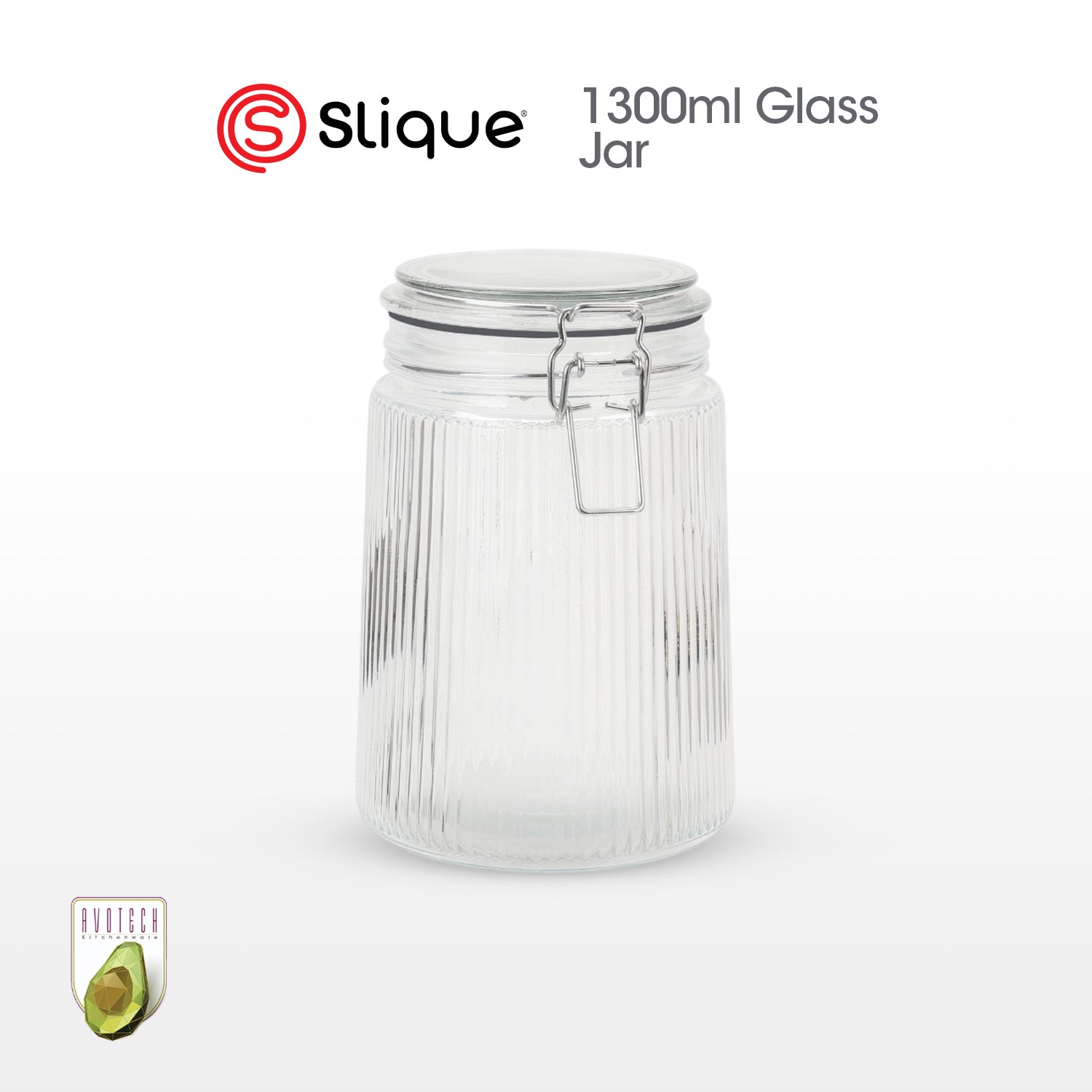 Slique Avotech Glass Jar Airtight Food Storage Container with Clip Lock Lid