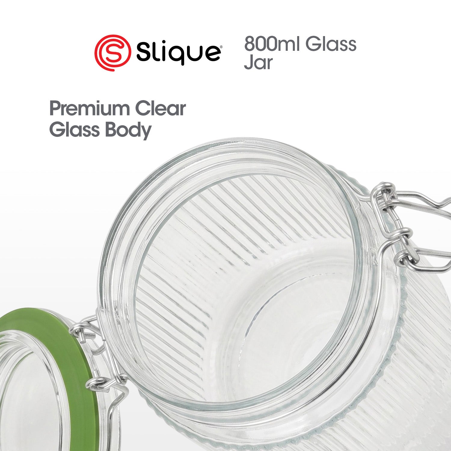 Slique Avotech Glass Jar Airtight Food Storage Container with Clip Lock Lid