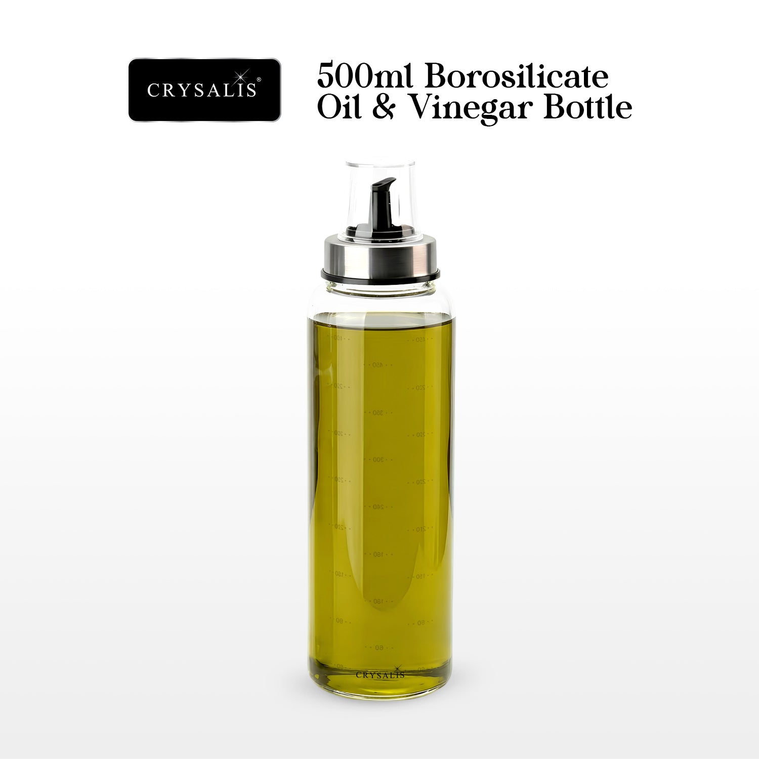 CRYSALIS Borosilicate Condiments Bottle (Sauce Dispenser, Oil & Vinegar) with Premium Durable Features