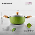 SLIQUE Avotech Marble Non-Stick Cookware Set – Fry Pan, Saucepan & Dutch Oven Induction Base | Scratch-Resistant Coating
