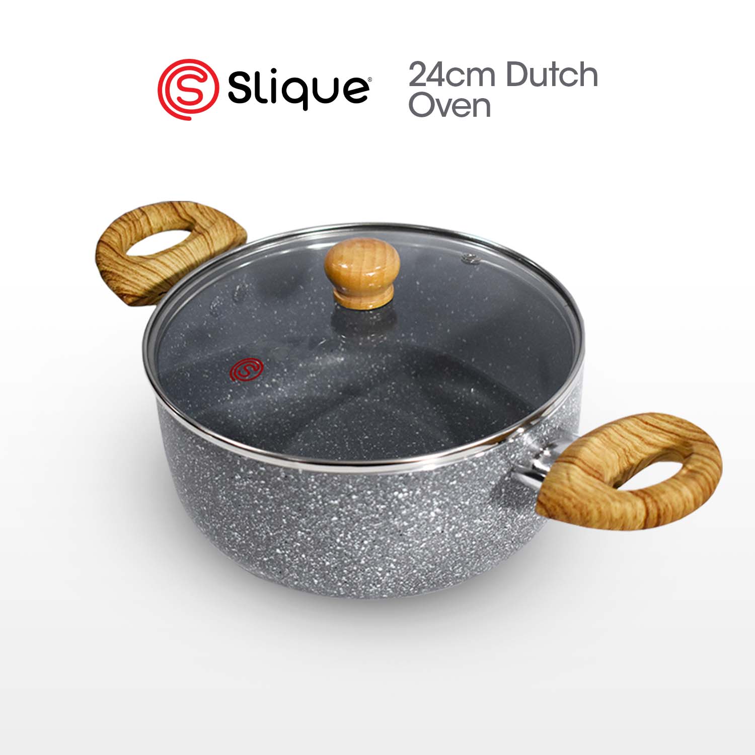 SLIQUE Avotech Marble Non-Stick Cookware – Fry Pan, Saucepan & Dutch Oven (16–28cm) | Induction Base | Scratch-Resistant Coating