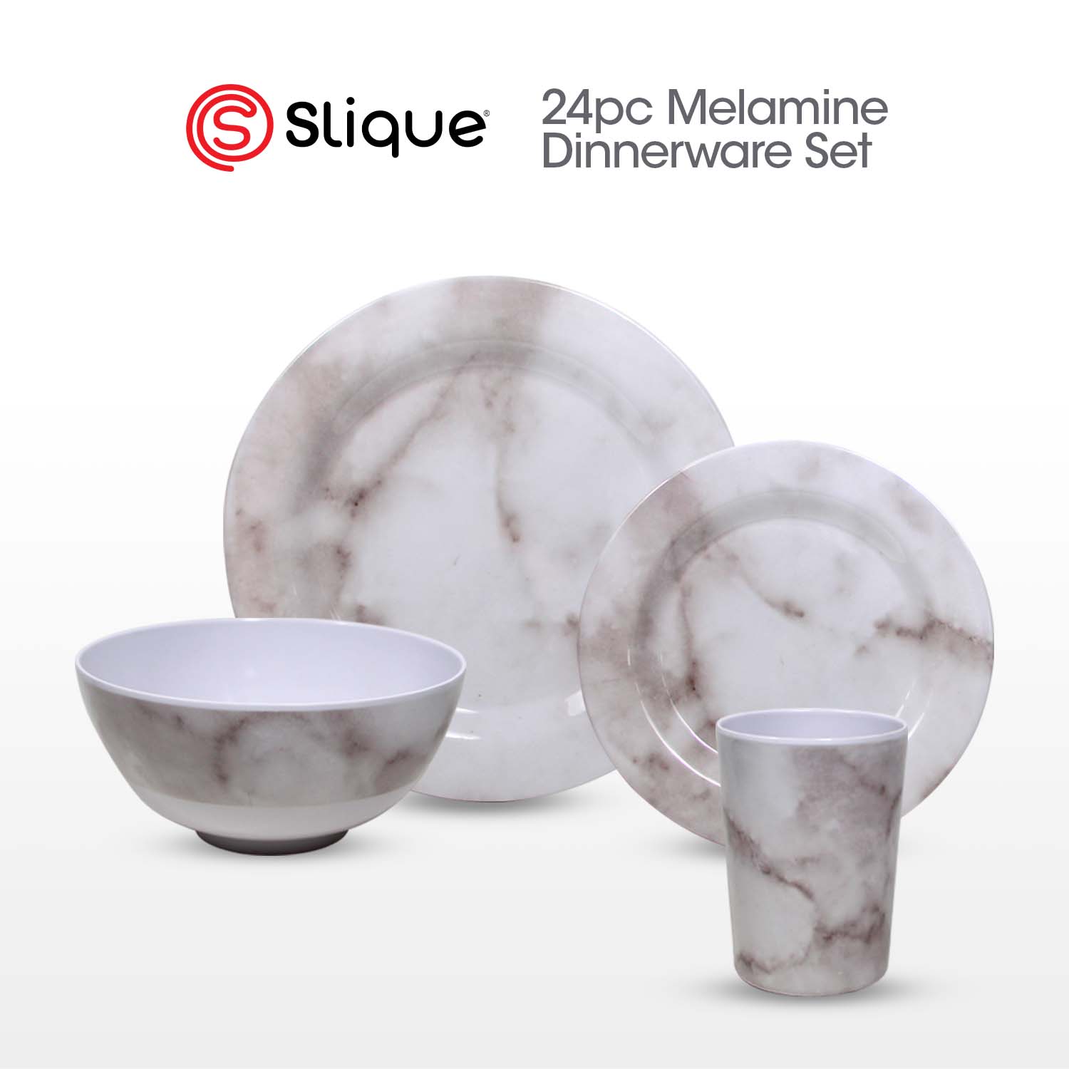 SLIQUE Premium Marble Dinnerware 24pcs
