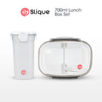 SLIQUE Premium Lunch Box Airtight Microwave Safe Set of 2 (Grey)