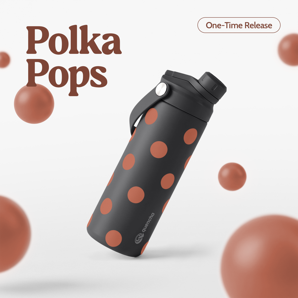 QUENCHA 18.5oz Polka Pops Limited Edition Vacuum Insulated Stainless Steel Drinking Water Bottle