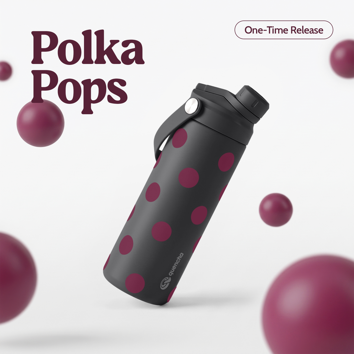 QUENCHA 18.5oz Polka Pops Limited Edition Vacuum Insulated Stainless Steel Drinking Water Bottle