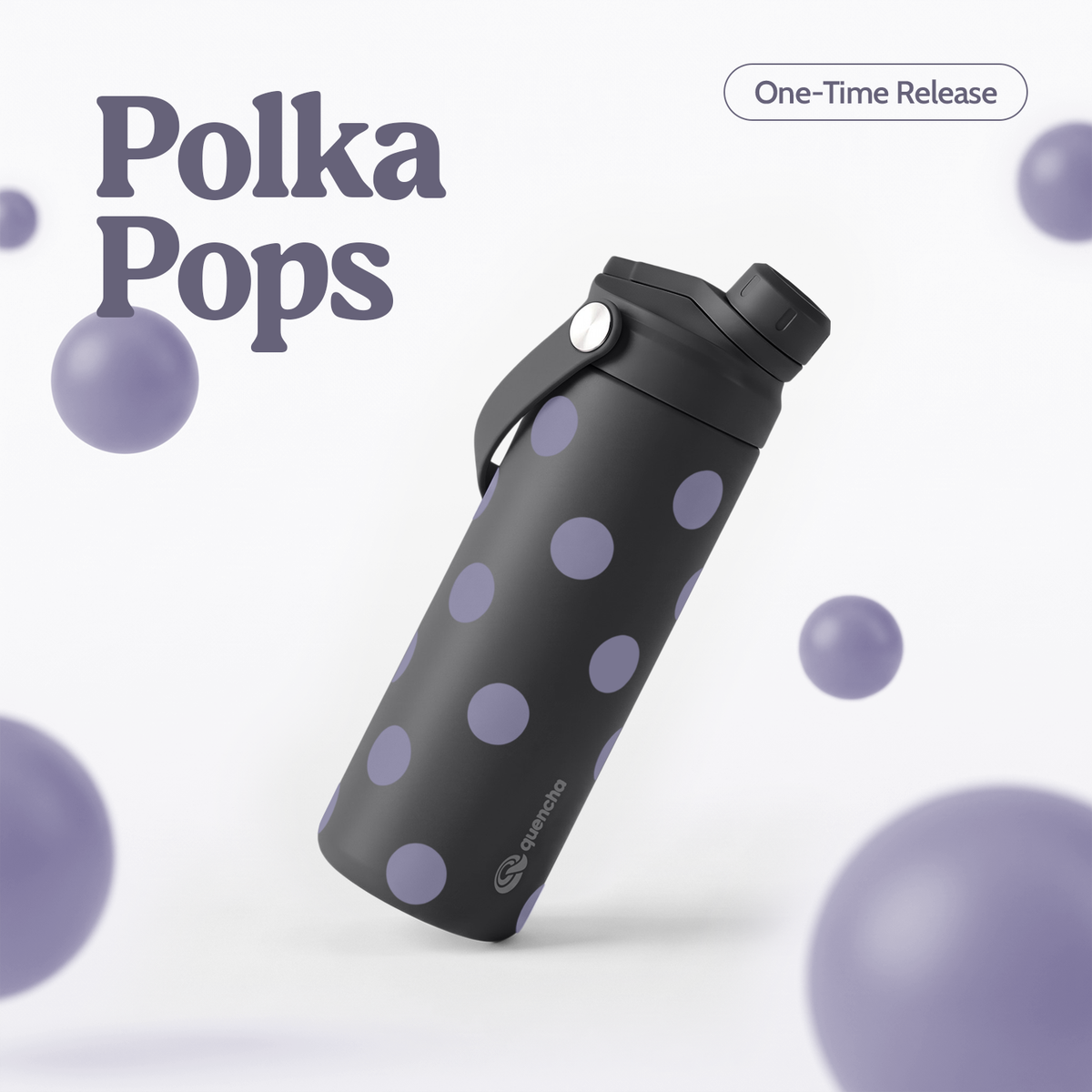 QUENCHA 18.5oz Polka Pops Limited Edition Vacuum Insulated Stainless Steel Drinking Water Bottle