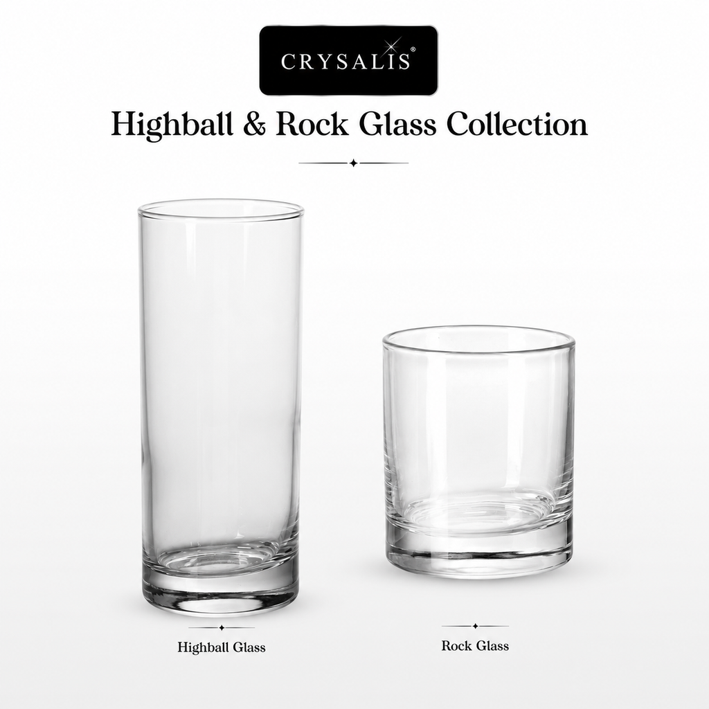 Crysalis Essence Glassware Collection Highball Rock Glass Soda-Lime Drinking Glass - Straight Design