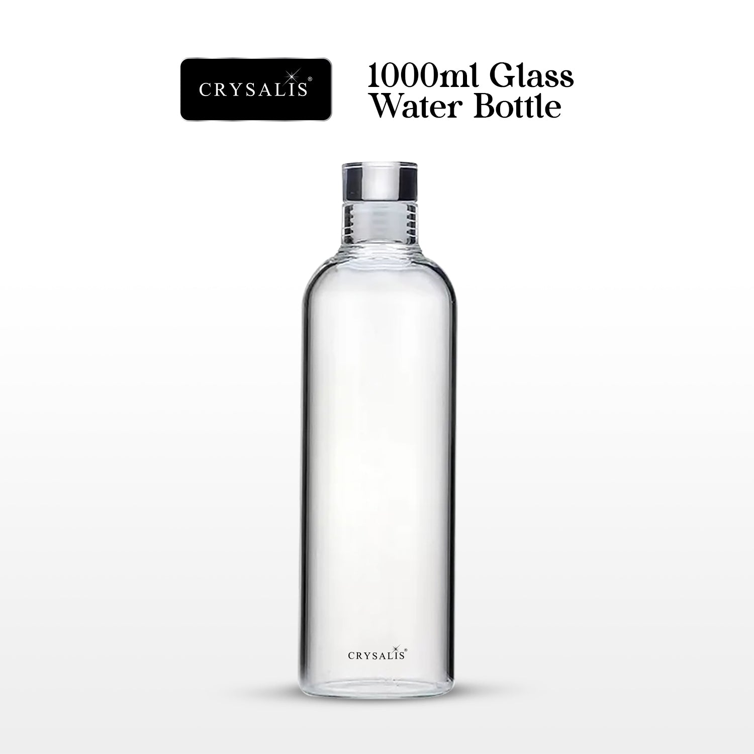 CRYSALIS 1000ml Clear Glass Drinking Bottle – BPA-Free & Eco-Friendly