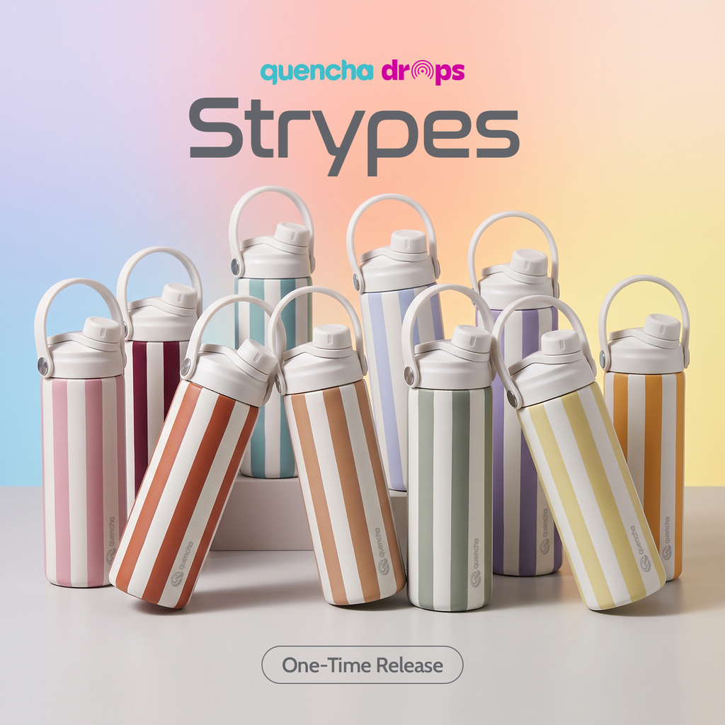 QUENCHA 18.5oz Strypes Limited Edition Vacuum Insulated Stainless Steel Drinking Water Bottle