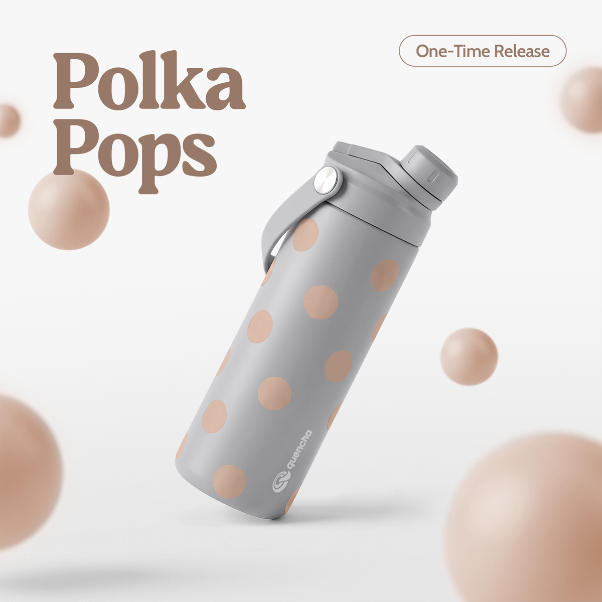 QUENCHA 18.5oz Polka Pops Limited Edition Vacuum Insulated Stainless Steel Drinking Water Bottle