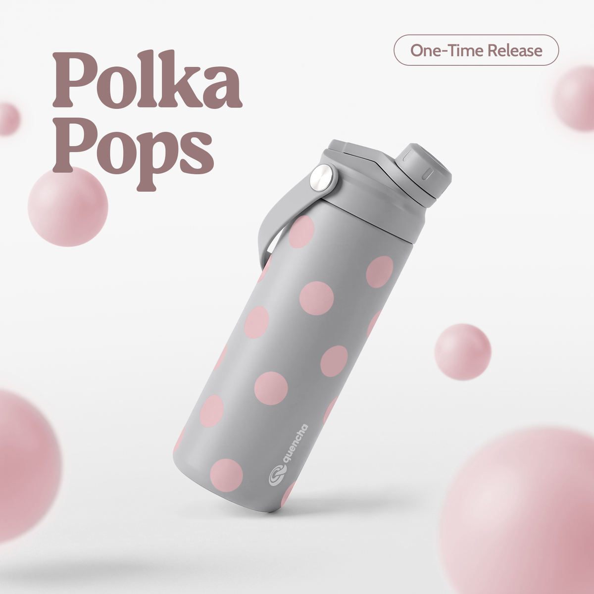 QUENCHA 18.5oz Polka Pops Limited Edition Vacuum Insulated Stainless Steel Drinking Water Bottle