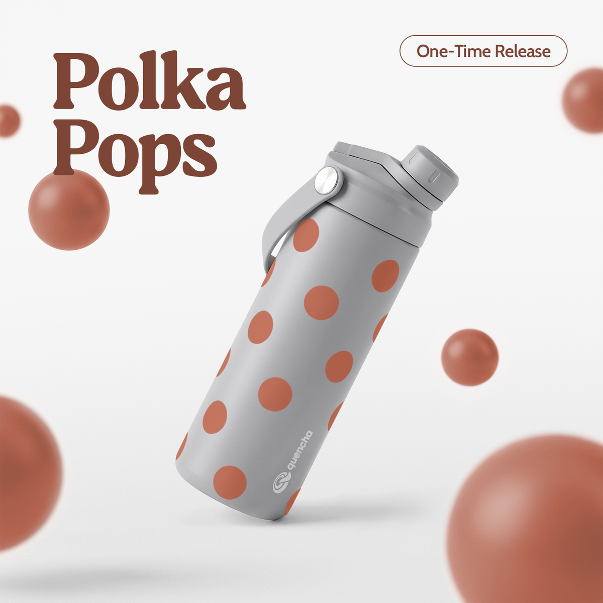 QUENCHA 18.5oz Polka Pops Limited Edition Vacuum Insulated Stainless Steel Drinking Water Bottle