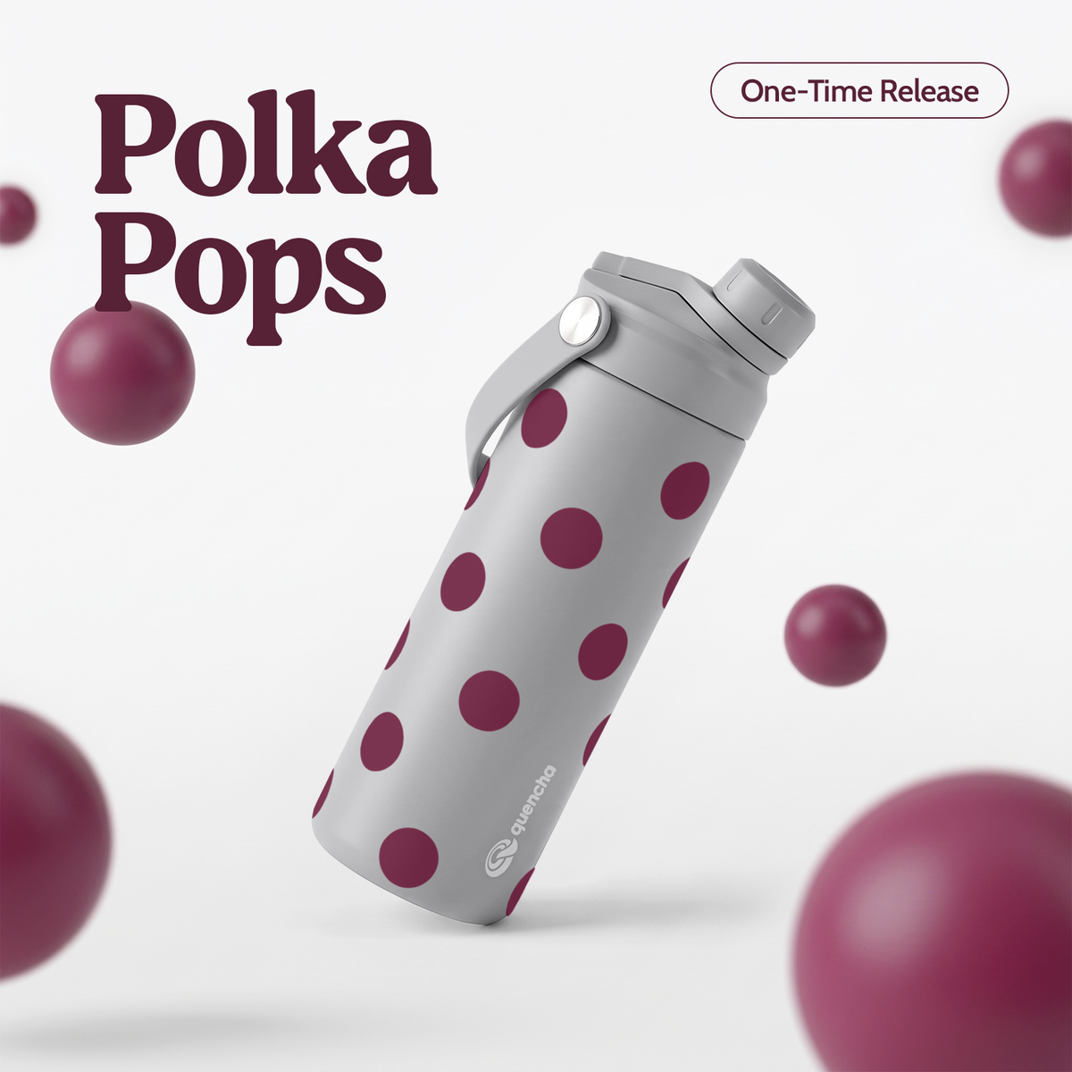 QUENCHA 18.5oz Polka Pops Limited Edition Vacuum Insulated Stainless Steel Drinking Water Bottle