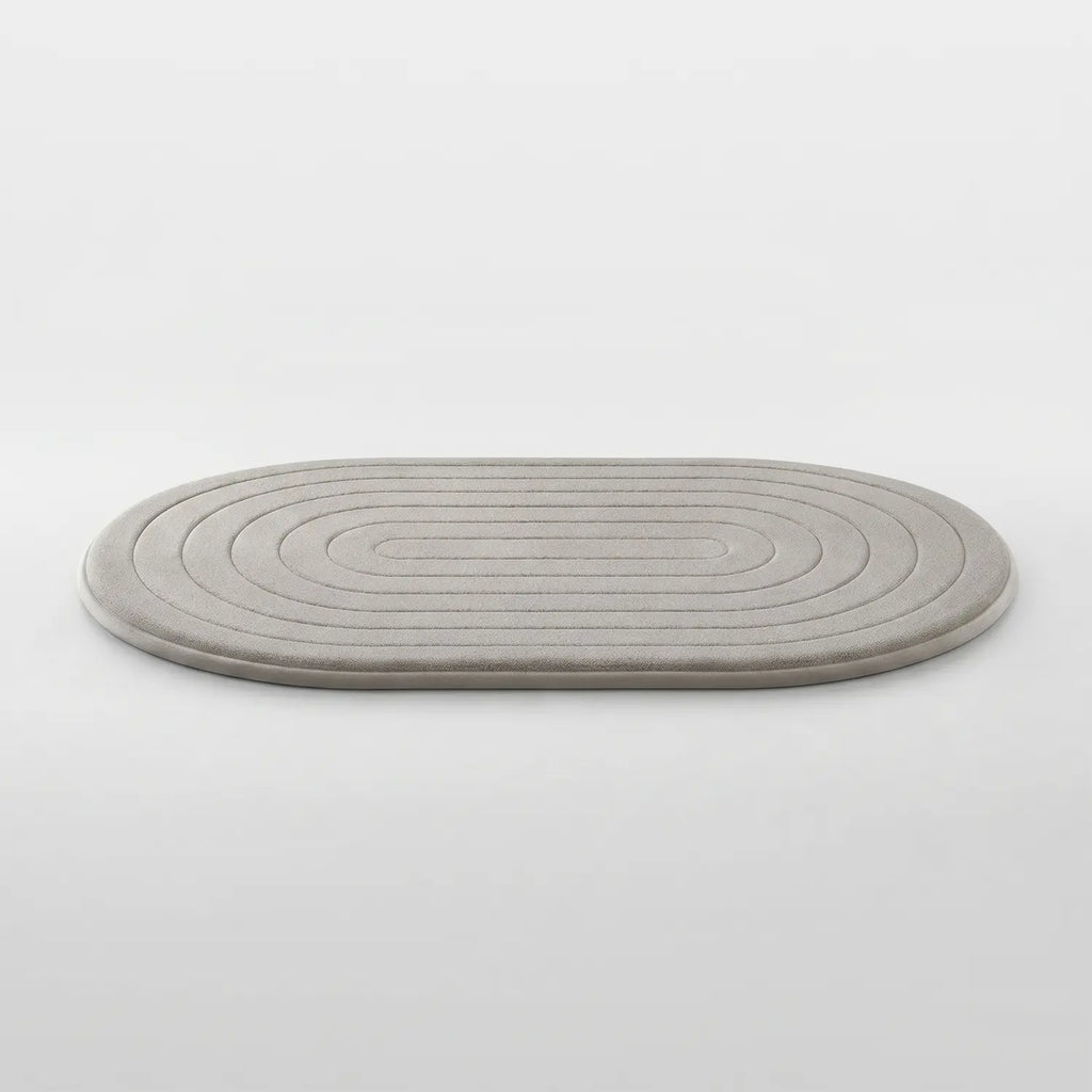 PRIMEO Oval Memory Foam Mat 40×60cm Luxury Bath Mat • Non-Slip Backing • Soft Coral Fleece Surface