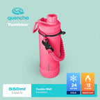 QUENCHA 19oz & 37oz Insulated Tumbler with Strap and Silicone Boot